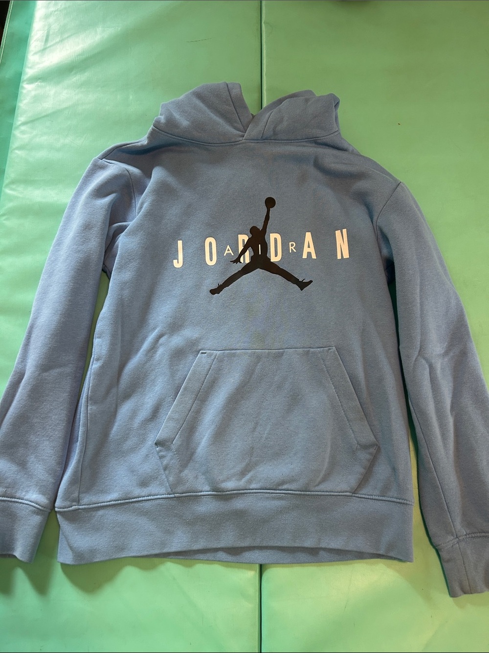 Jordan Hoodie in Light Blue with Black Jumpman